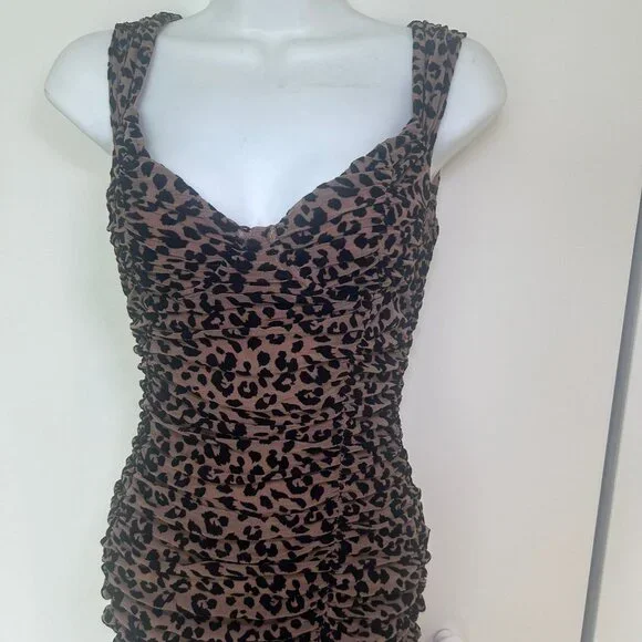 Majorelle - Tabitha Midi Dress - from revolve, animal print, Ruched, Size XS - Picture 5 of 9